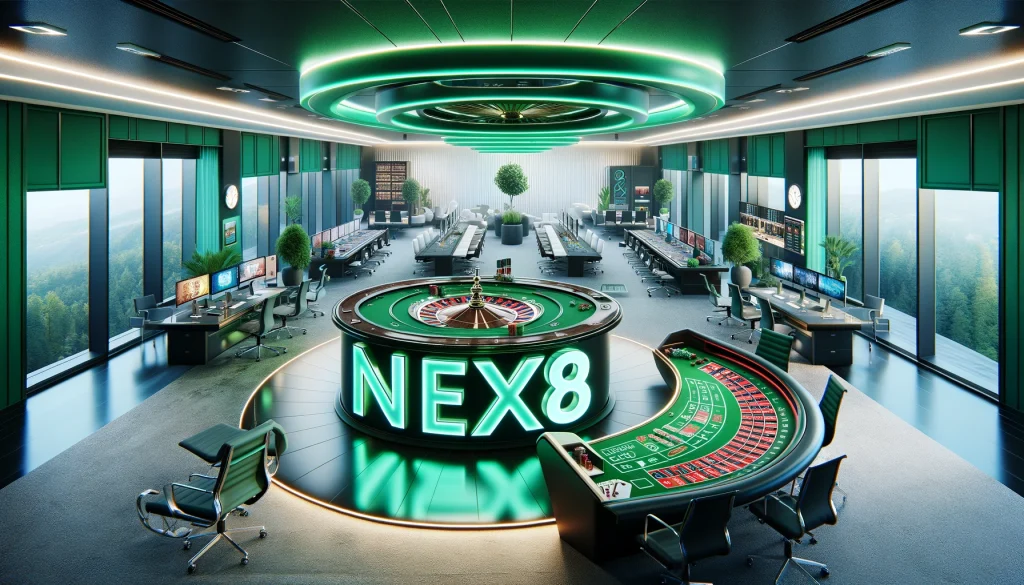 Giao diện xanh lá cây đặc trưng của nhà cái casino nex8